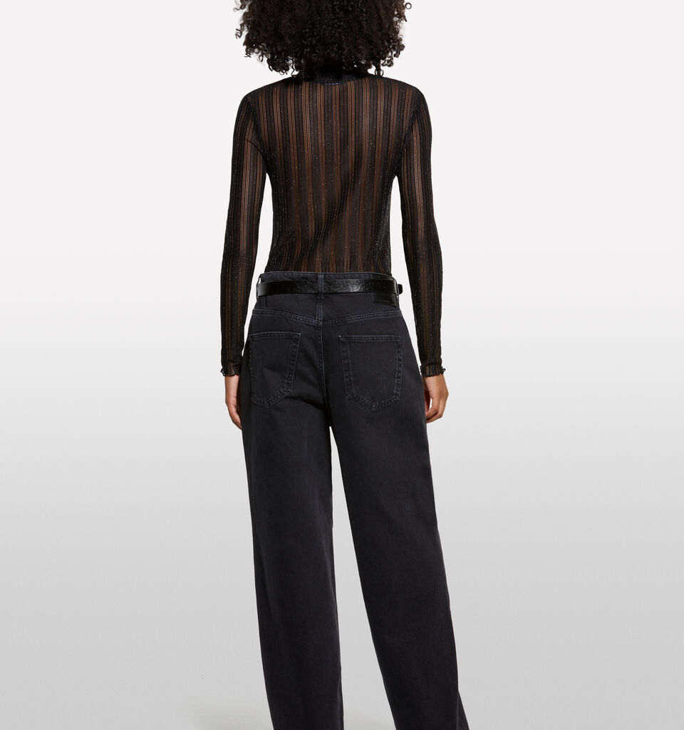 Black sheer t-shirt - women's long sleeve t-shirts - Black | Sisley image number 2